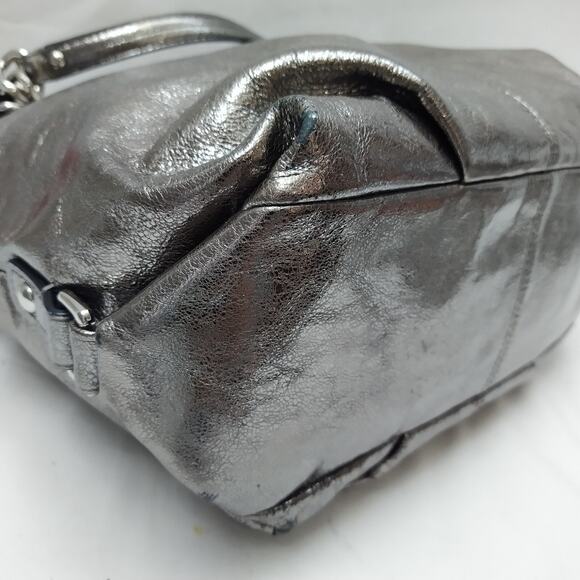 Coach Brooke Metallic Gray Leather Zipper Closure Hobo Shoulder Bag - Picture 8 of 16
